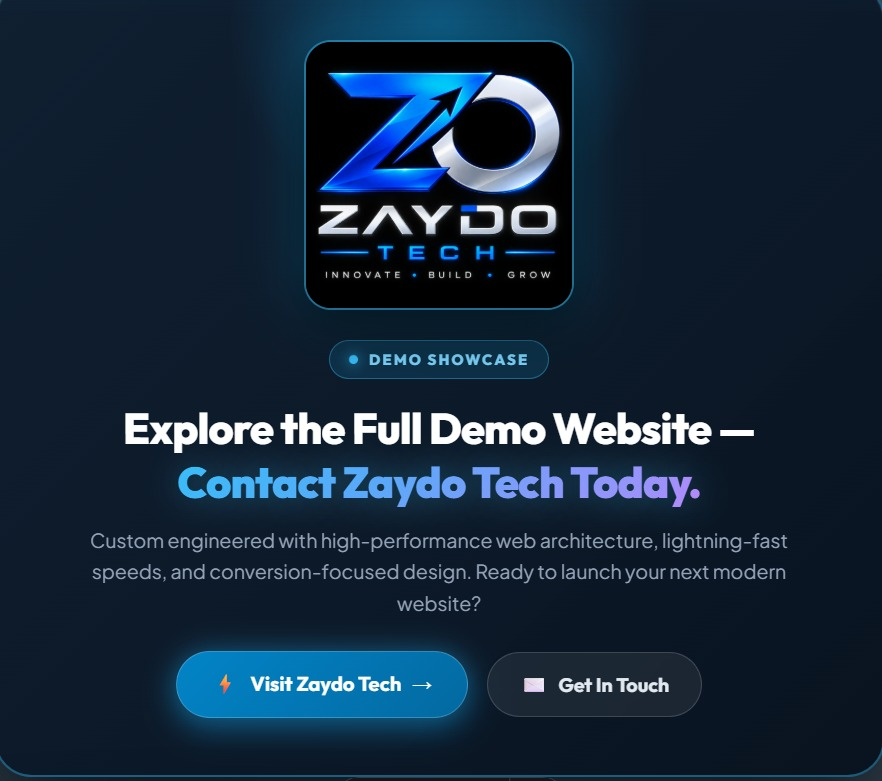 Zaydo Tech - Explore the Full Demo Website, Contact Zaydo Tech Today